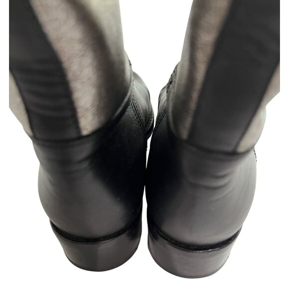 Chanel Two-Tone Leather Riding Boots in Black/Silver - Picture 5 of 6